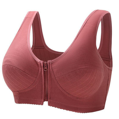 Plus size front closure comfort bra. Wirefree vest style lingerie for women. All day support.