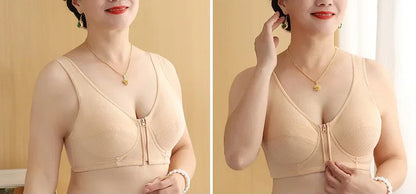 Full figure plus size comfort bra, wirefree vest style. Front closure for easy wear & support.