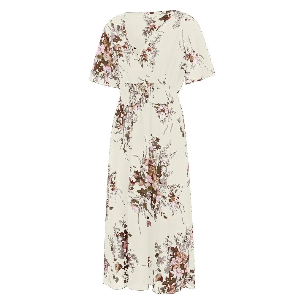 Plus size fall fashion dress, long floral design, comfortable & stylish.