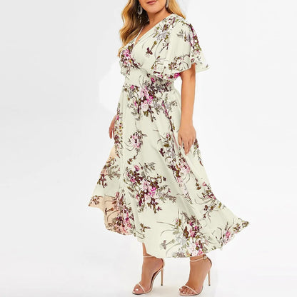 Women's plus size floral maxi, comfortable, stylish, & perfect for fall.