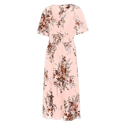 Pink floral plus size maxi, comfortable & stylish fall boho dress.