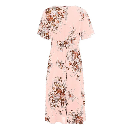 Navy floral plus size long dress, elegant boho style for women's fall.