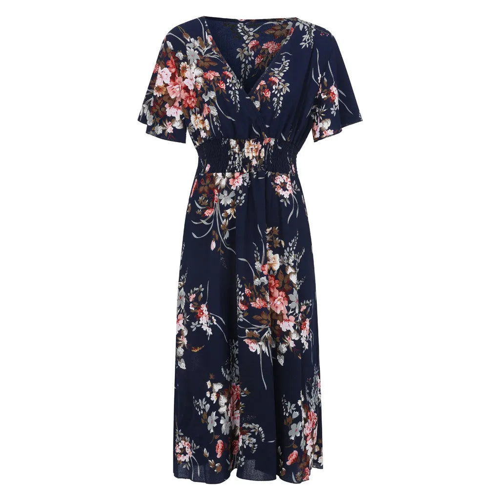 Pink plus size floral maxi dress, flowy boho style for fall fashion.
