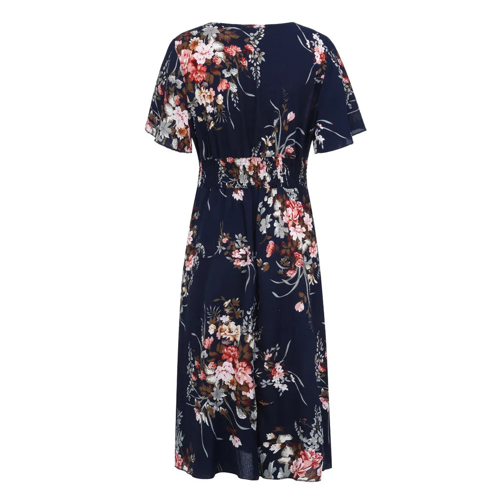 Yellow plus size floral maxi dress, cheerful & comfortable women's wear.