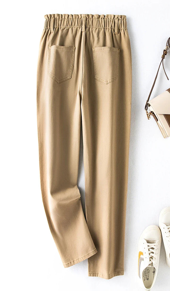 Plus size high-waist stretch mom jeans, designed for women's all-day comfort.