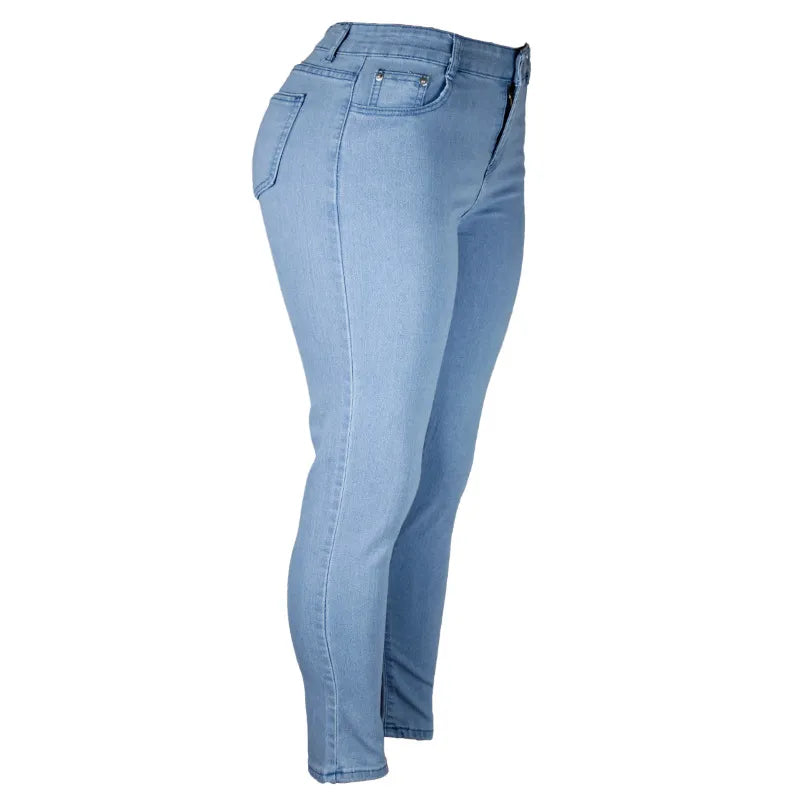 Stylish plus size stretch skinny jeans for women, high-waisted and versatile.