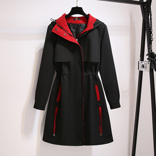 Women's plus size hooded windbreaker, perfect for transitional weather & casual style.