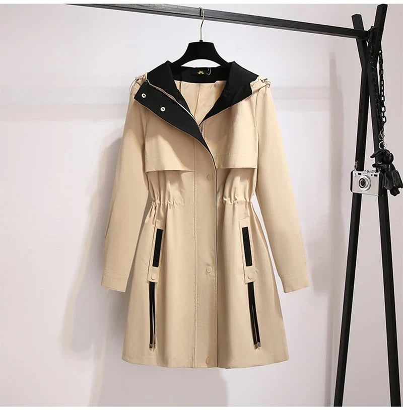 Versatile women's plus size hooded outerwear windbreaker, designed for comfort & transitional weather.