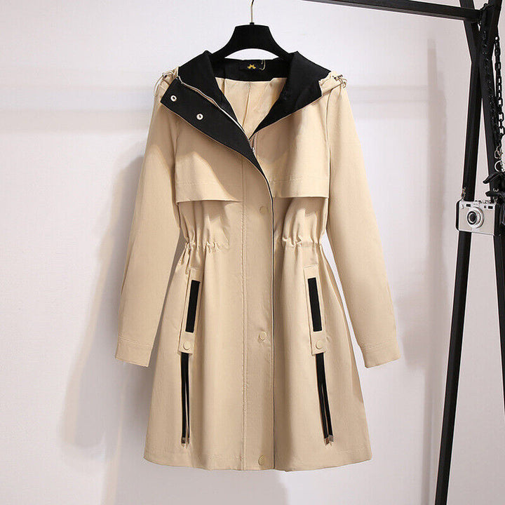 Comfortable plus size women's windbreaker jacket with a hood, ideal for fall outerwear.