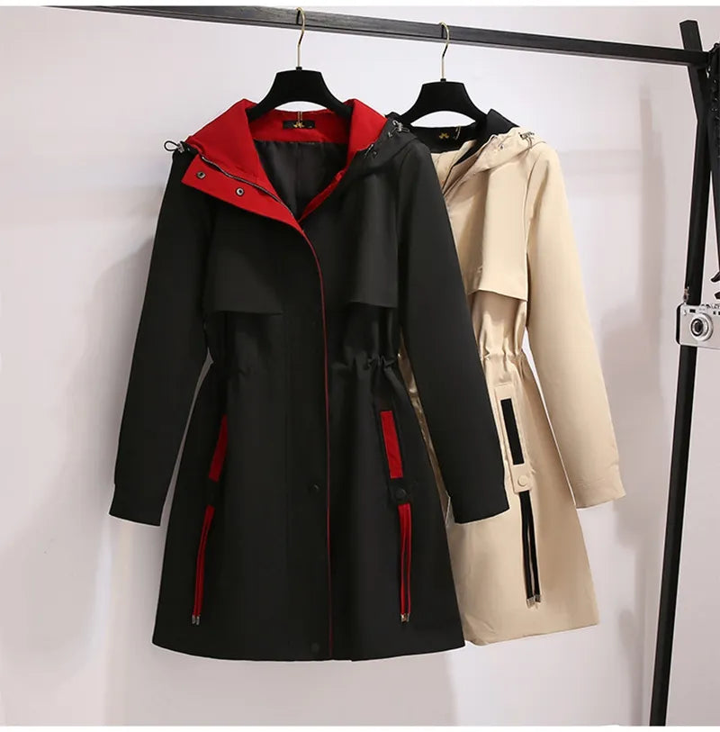 Stylish women's plus size hooded jacket, a versatile windbreaker for everyday wear & comfort.