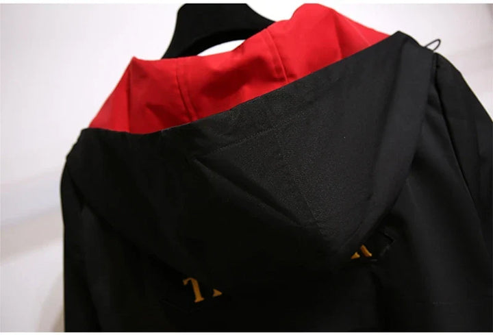 Casual plus size women's hooded windbreaker jacket, perfect for fall fashion & outdoor comfort.