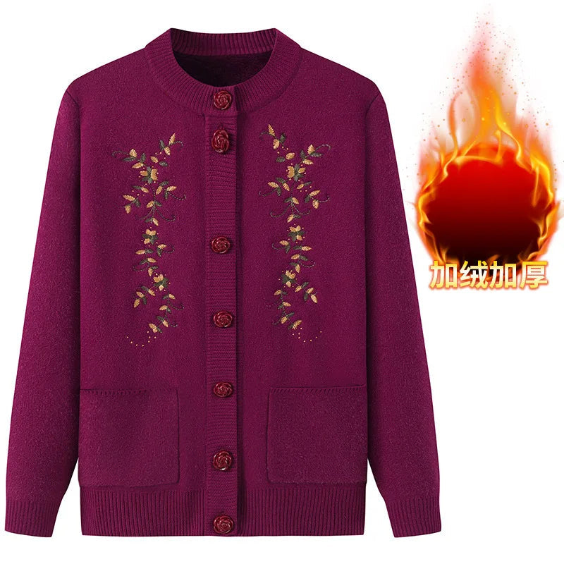 Cozy plus size knit cardigan, long sleeve, ideal for autumn fashion and winter warmth.