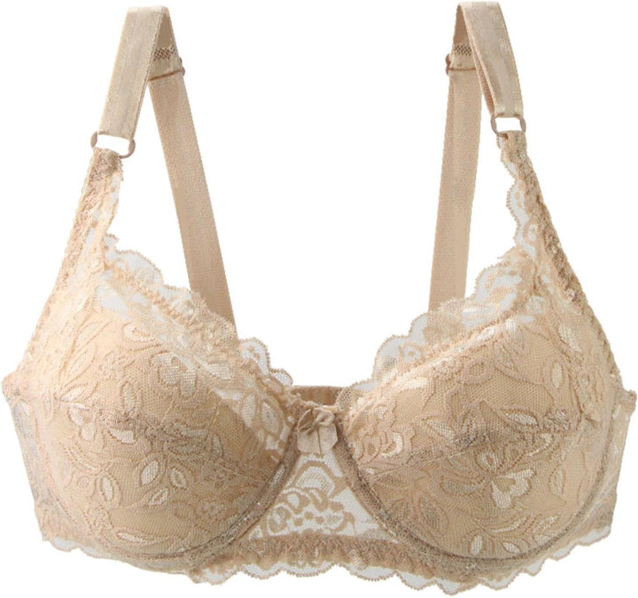 Sexy plus size lace push-up bra for women, elegant intimate wear offering support & curve enhancement.