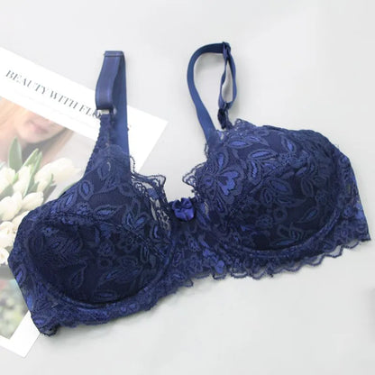 Luxurious lace push-up bra for plus size women, offering comfort, support & a flattering silhouette.