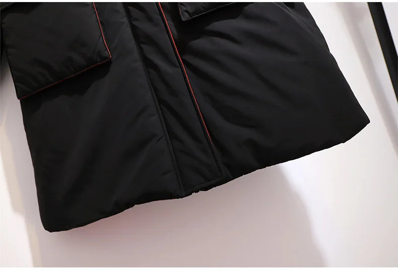Stylish long padded winter jacket for plus-size women, ultimate warmth & cozy fit.