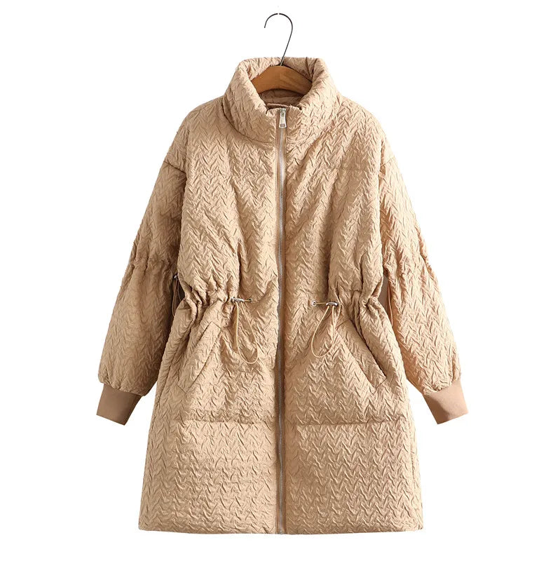 Stylish oversized women's winter jacket for cold weather gear.