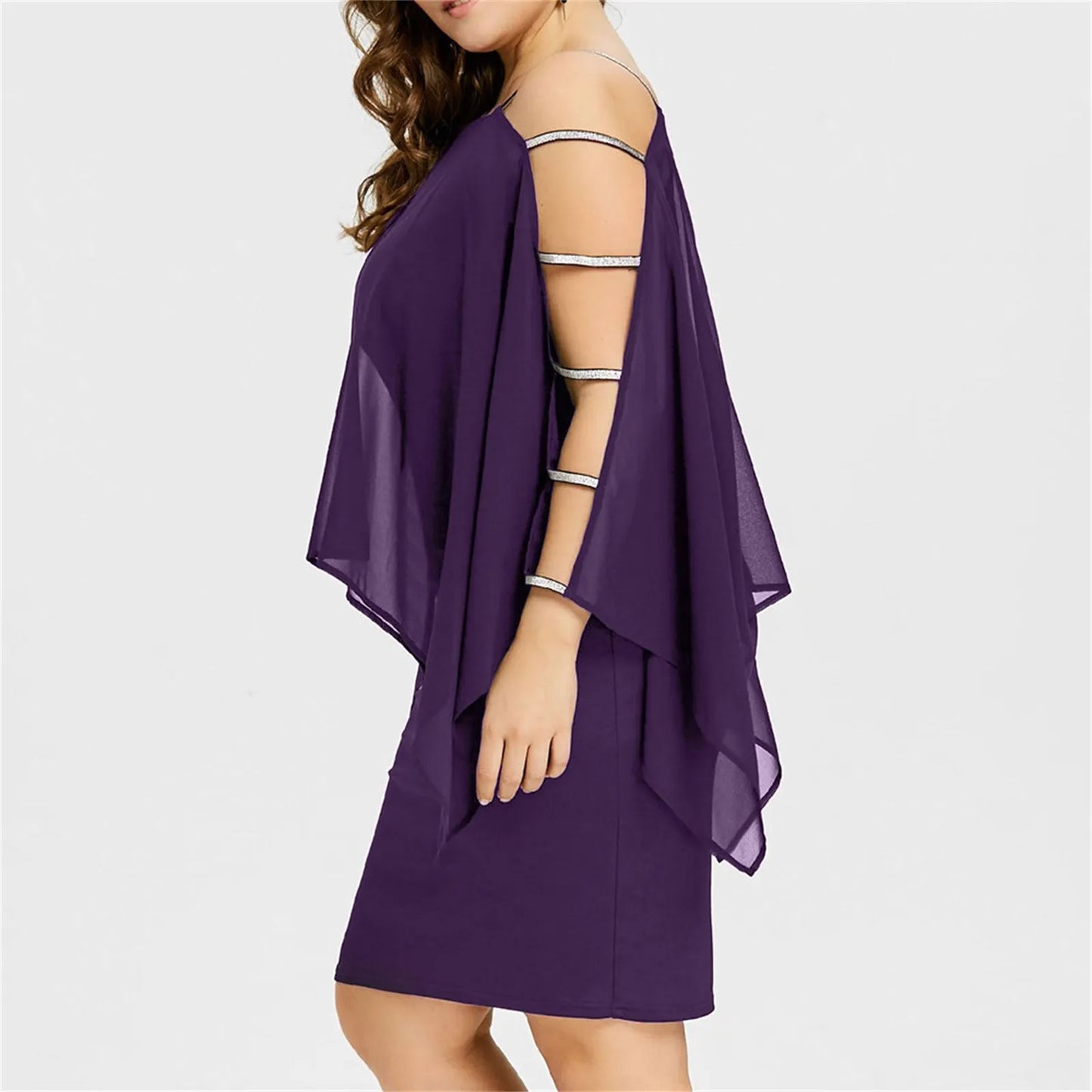 Half-sleeve plus size off-shoulder lace dress, a chic swing dress perfect for fall parties & events.