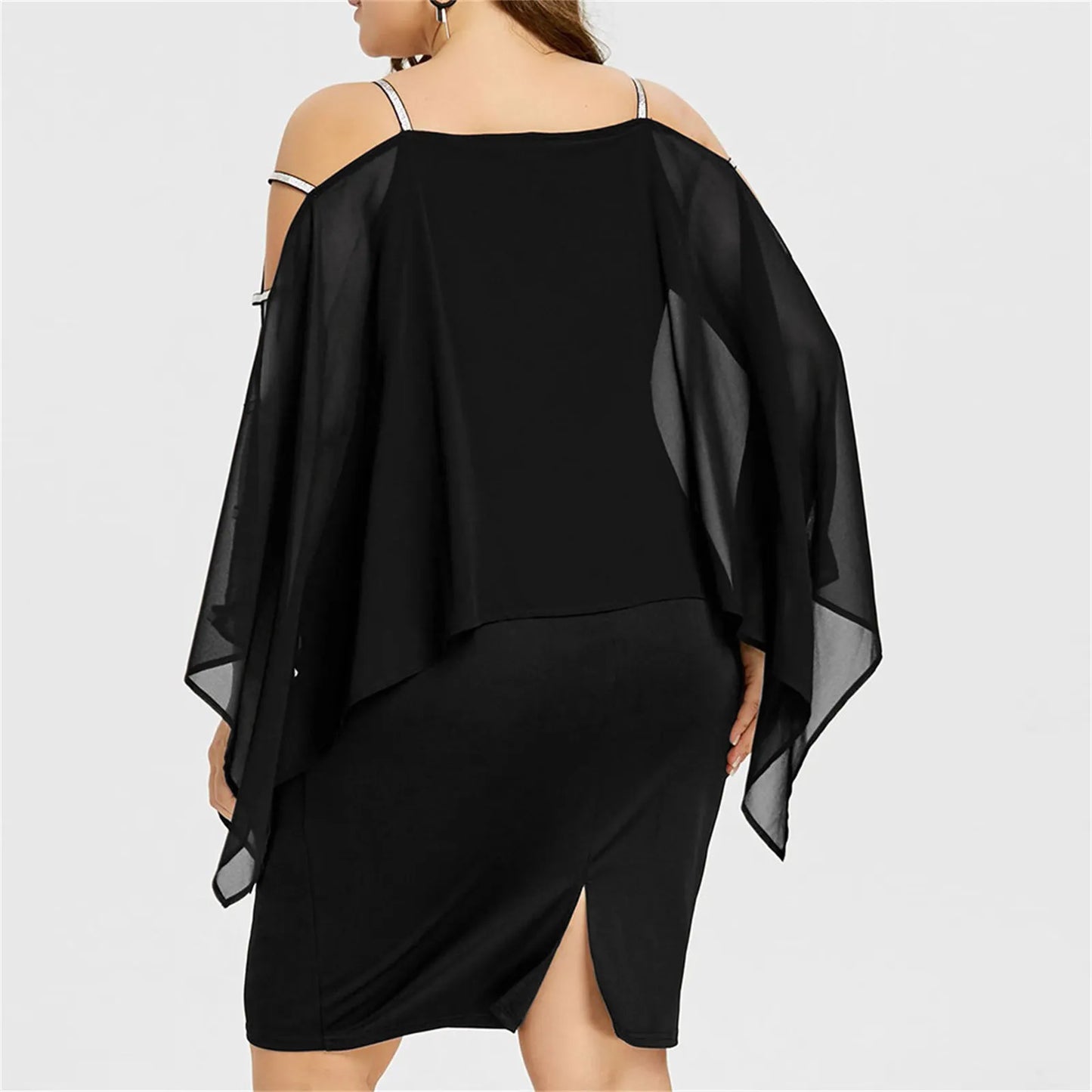 Comfortable yet elegant plus size off-shoulder lace dress, perfect for a graceful party look.