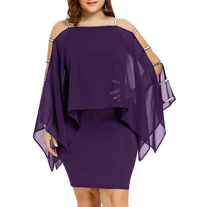 Glamorous plus size off-shoulder lace swing dress, a half-sleeve party dress designed for curvy women.