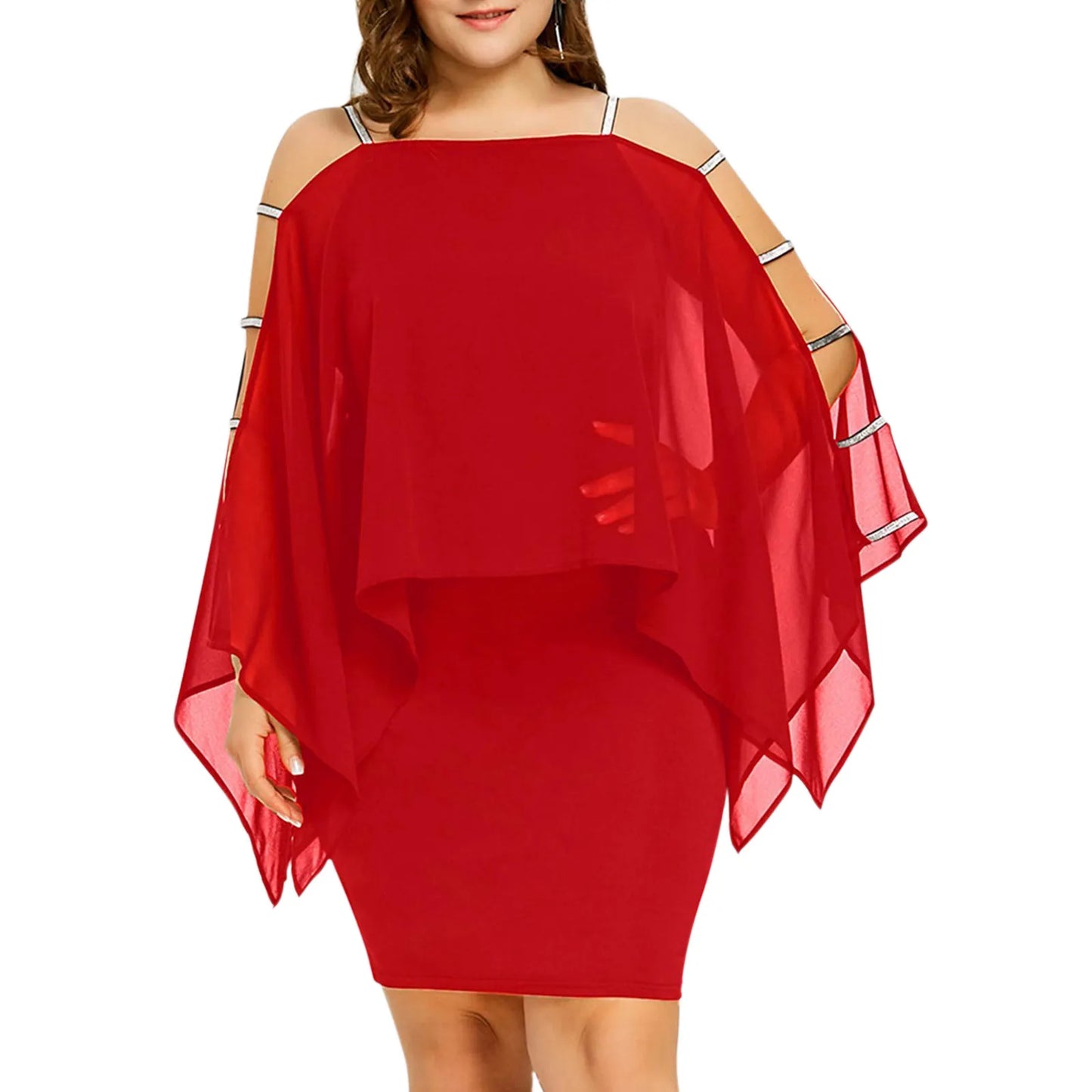 Elegant plus size off-shoulder lace swing dress for fall parties, special events, and celebrations.
