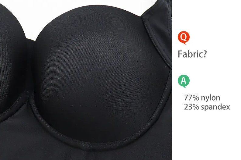 Women's plus-size deep cup bra, push-up design. Shows comfortable wireless support & adjustable straps.