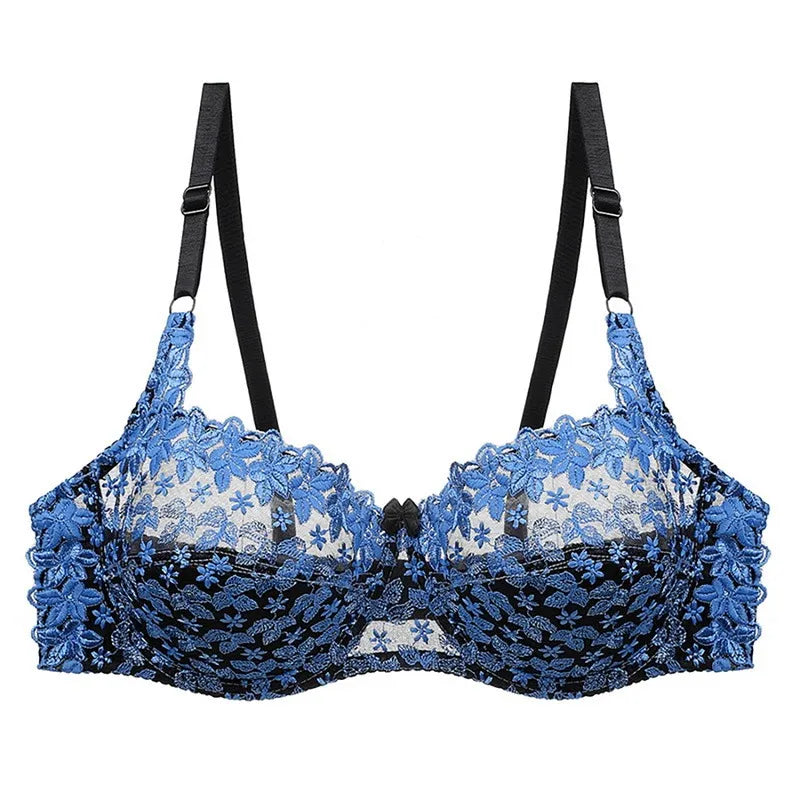 Supportive plus-size intimate apparel: elegant lace push-up bra with adjustable straps.