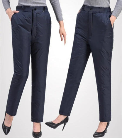 Women's Plus Size Straight Leg Winter Down Pants, offering warmth & style for cold weather.