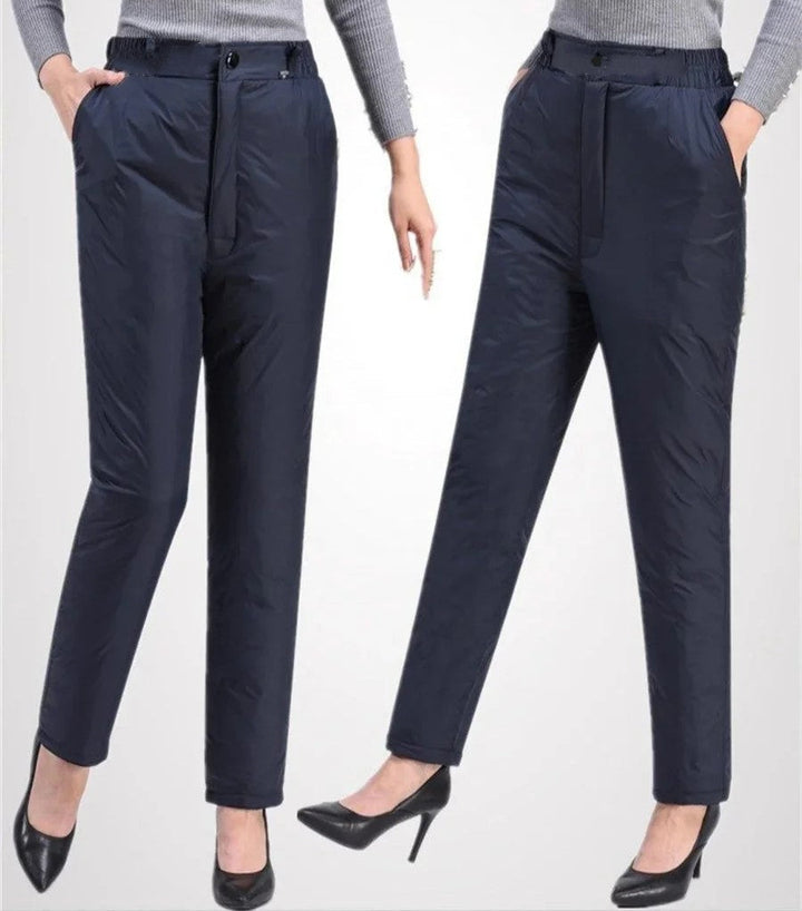 Women's Plus Size Straight Leg Winter Down Pants, offering warmth & style for cold weather.
