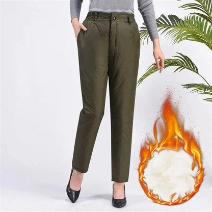 Stylish Plus Size Women's Straight Leg Down Pants, ideal for versatile fall & winter casual wear.