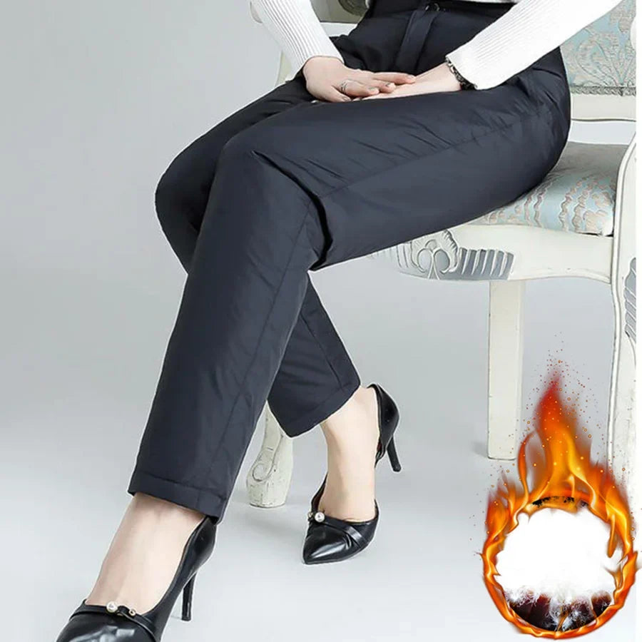Stay warm in Plus Size Women's Straight Leg Winter Down Pants, designed for ultimate cold weather comfort.