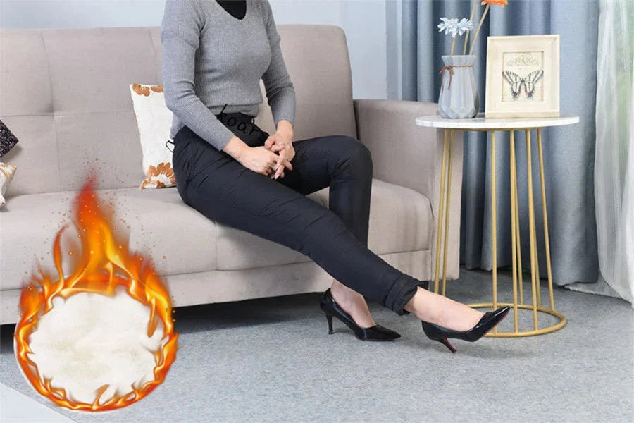 Warm Women's Plus Size Straight Leg Down Pants for fall & winter, ensuring cozy comfort & chic style.