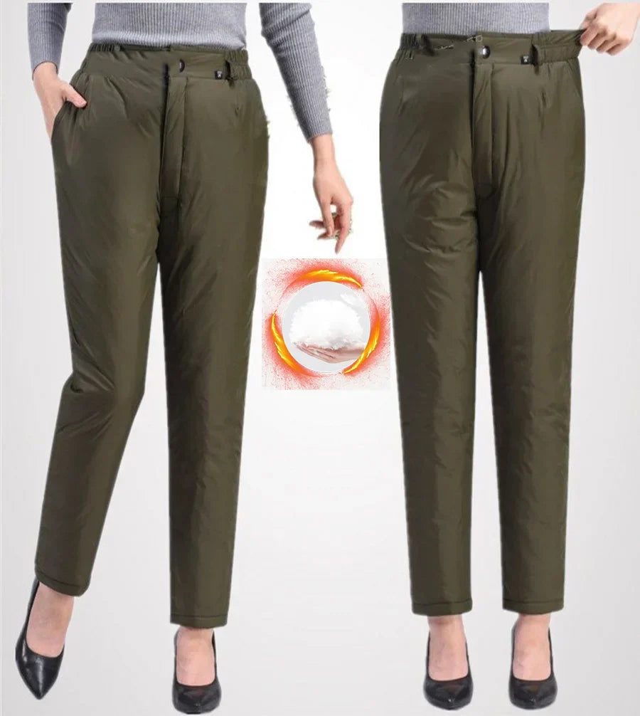 Chic Plus Size Women's Straight Leg Down Pants, a warm and fashionable choice for Fall & Winter outfits.