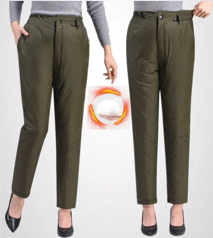Chic Plus Size Women's Straight Leg Down Pants, a warm and fashionable choice for Fall & Winter outfits.