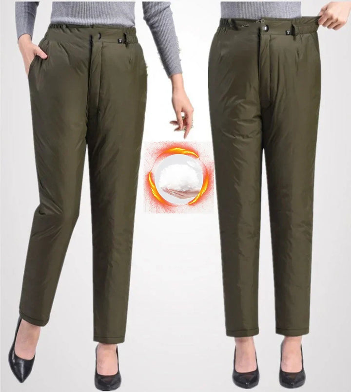 Chic Plus Size Women's Straight Leg Down Pants, a warm and fashionable choice for Fall & Winter outfits.