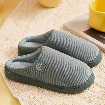 Luxurious plush women's slip-on house slippers, offering supreme comfort and warmth for indoor use.