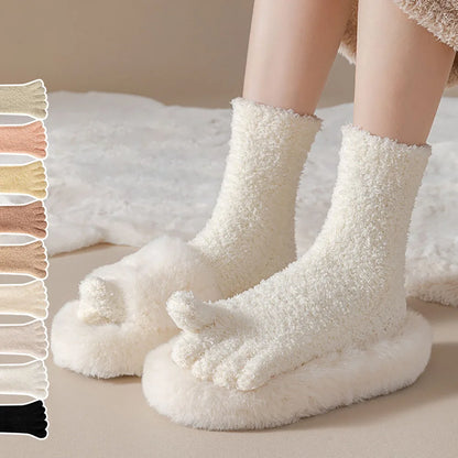 Ultimate comfort: Women's plush toe socks, super soft & cozy. Warm home loungewear, perfect winter footwear.