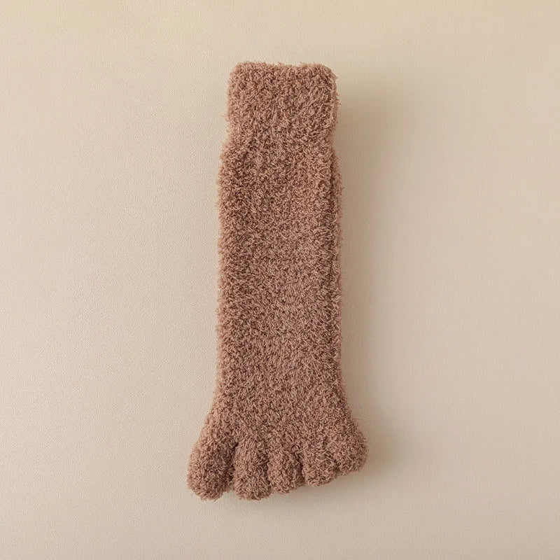 Luxuriously soft women's plush toe socks, ideal for cozy loungewear & warm home comfort. Great winter gift.