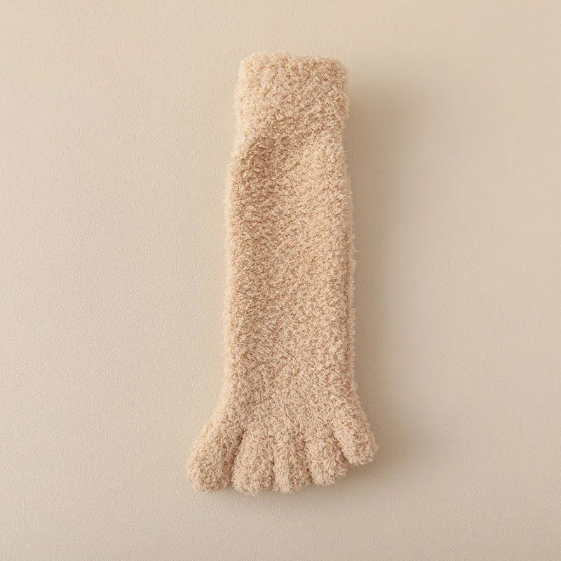 Comfy women's warm toe socks, plush and soft for cozy home comfort. Essential winter footwear & loungewear.