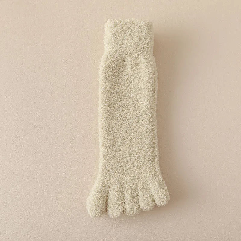 Stylish women's warm toe socks, plush & soft. Perfect cozy loungewear and winter accessory for home comfort.