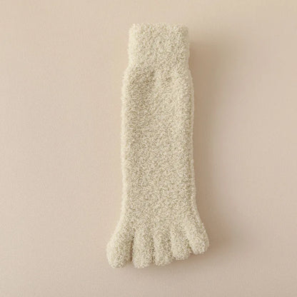 Stylish women's warm toe socks, plush & soft. Perfect cozy loungewear and winter accessory for home comfort.