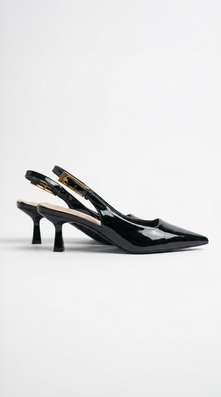 Stylish women's pointed toe kitten heel slingback pumps, perfect for elegant formal wear.