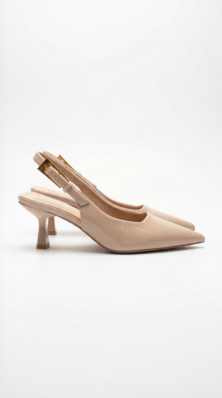Elegant women's pointed toe slingback kitten heels, versatile for formal events or evening wear.
