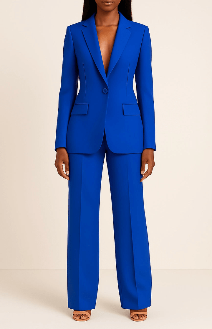 Polished women's formal suit set, a refined tailored ensemble perfect for professional settings & event wear.