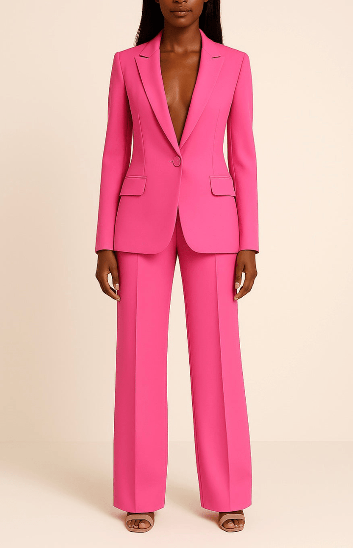 Professional women's tailored suit, offering comfort & style for business attire and elegant fashion statements.