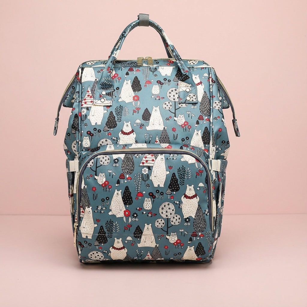 Durable, water-resistant fabric of a premium women's baby travel backpack, built for longevity.