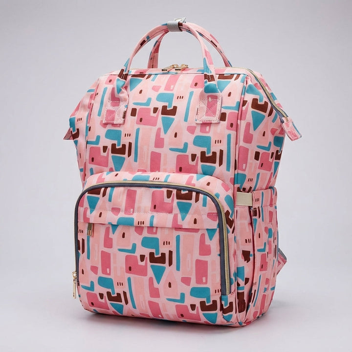 Open Babyluxe diaper bag showing spacious main compartment, insulated pockets, and organizer sections.