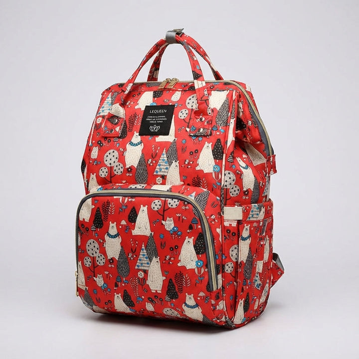 Mom carrying a sleek, lightweight Babyluxe diaper backpack, perfect for daily outings & errands.