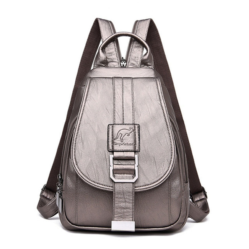 Fashionable women's leather backpack, premium quality, water resistant for daily use.