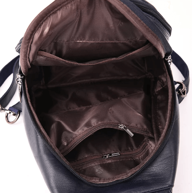 High-quality women's leather commuter backpack, water resistant and sleek silhouette.