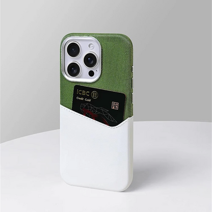 Women's premium leather MagSafe iPhone case with card holder. Stylish & protective phone cover.